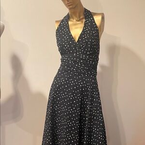 Chic Black and White Polka Dot Backless Dress